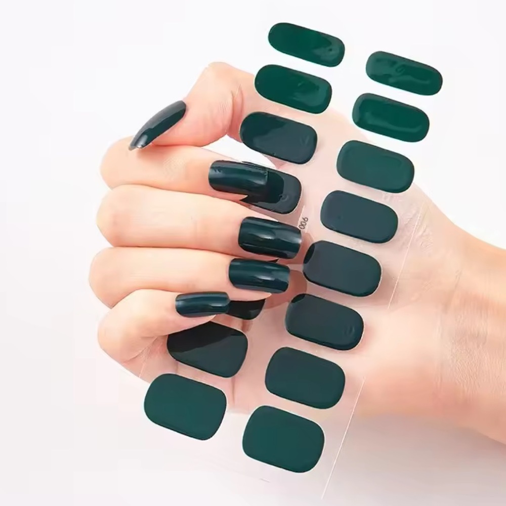 Dark Green Nail Wraps, 1 Pack, 16 Stickers